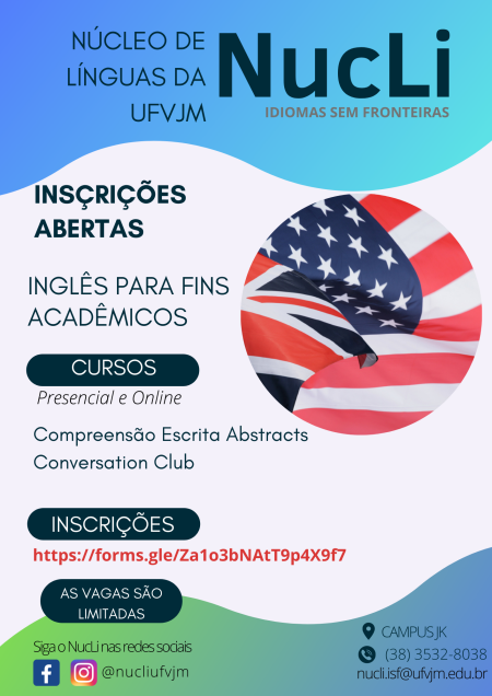UEMA  Inscrições Abertas para o Curso de Inglês Online no NUCLIN